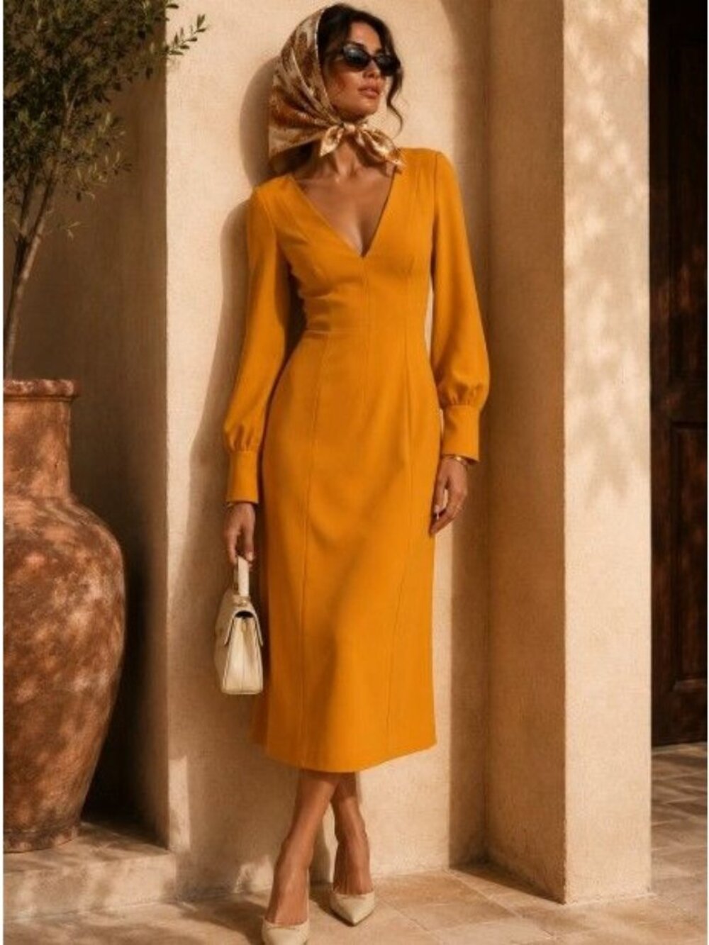 Dress the Population Marigold Midi Dress Riviera Glam Old Money S